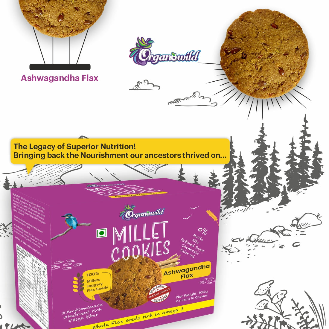 Organowild Ashwagandha Flax Millet Cookies