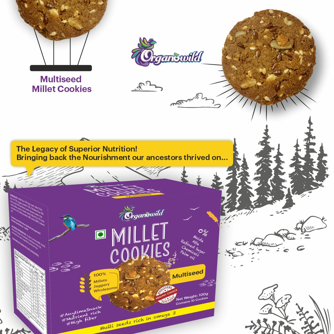 Organowild Multiseed Millet Cookies